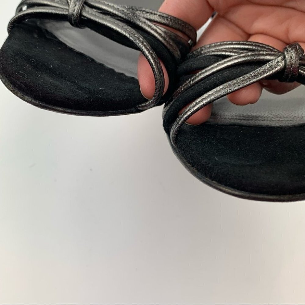 Coach heel 6.5 black pewter metallic Italian suede - Picture 10 of 12